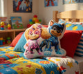 nickelodeon PAW PATROL Mighty Pups Kinder Kissen Formkissen Skye und Chase 30x24cm Grau/Pink/Blau
