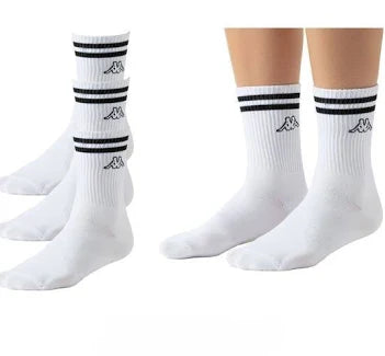 3 Paar Kappa Tennis-Socken Baumwoll-Strümpfe mit Markendruck Alltags-Socken 371E7JW A00 Weiß