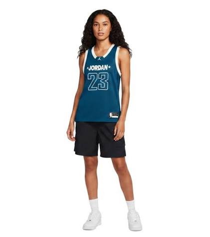 NIKE Jordan Jersey 23 Damen Basketball-Shirt mit Mesh-Gewebe Tank-Top Sport-Shirt FN6687 in Blau