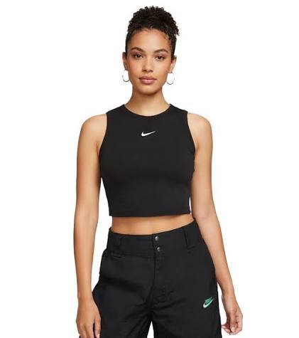 NIKE Sportswear Essentials oder Jordan Damen Crop-Top Tank-Top mit Logo Sport-Shirt FB8279-0100 Schwarz