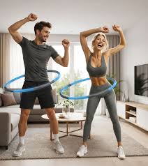 EDURO Hula Hoop Reifen gepolstertes Sportgerät für zu Hause Fitness-Reifen 97cm 8983249 Blau/Grau